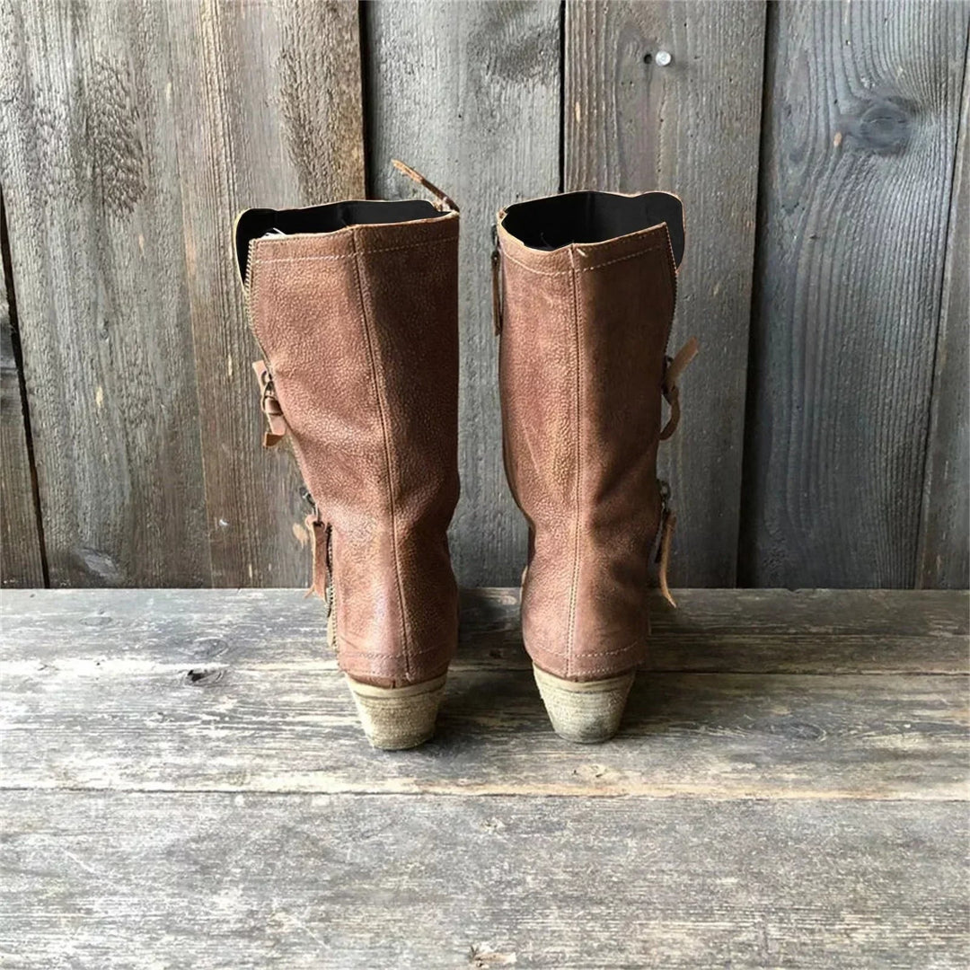 Lulia - Botins de couro com fecho lateral