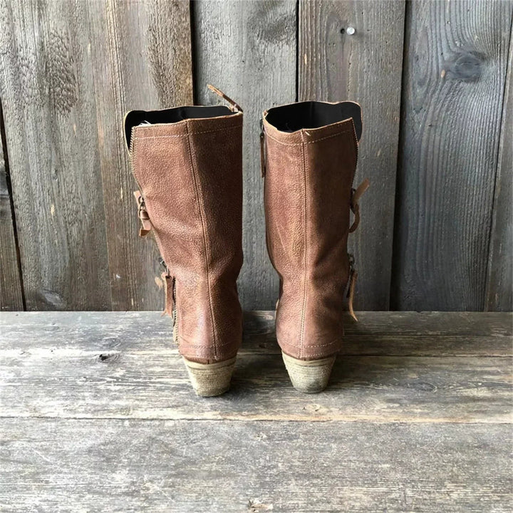 Lulia - Botins de couro com fecho lateral