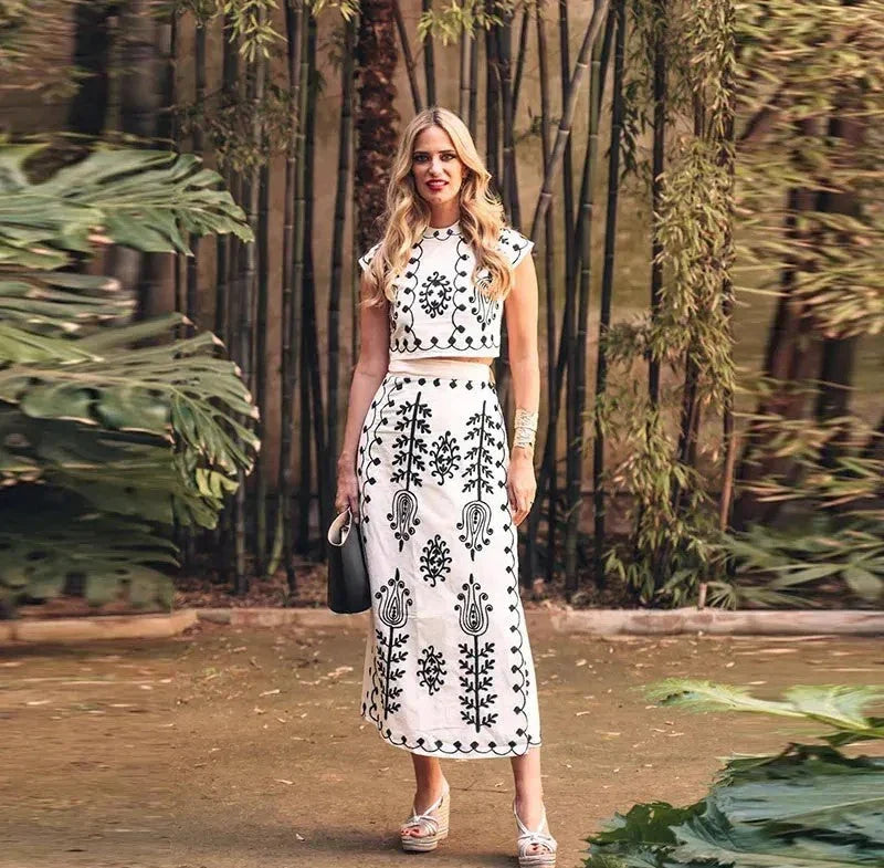 Carla | Conjunto Estampado Top e Saia