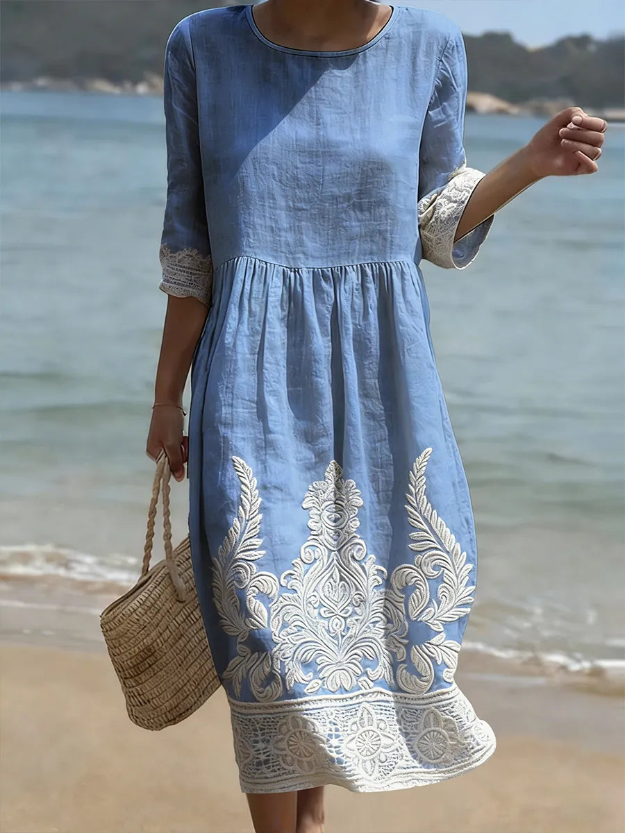 Vestido casual feminino com estampa floral