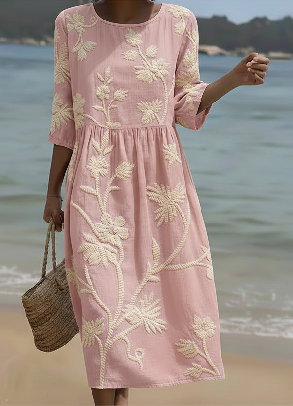 Vestido casual feminino com estampa floral
