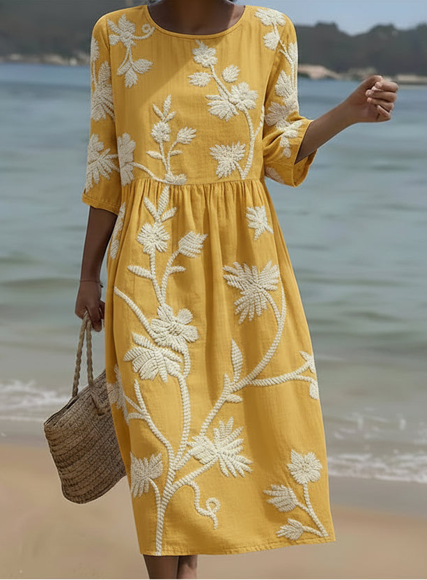 Vestido casual feminino com estampa floral