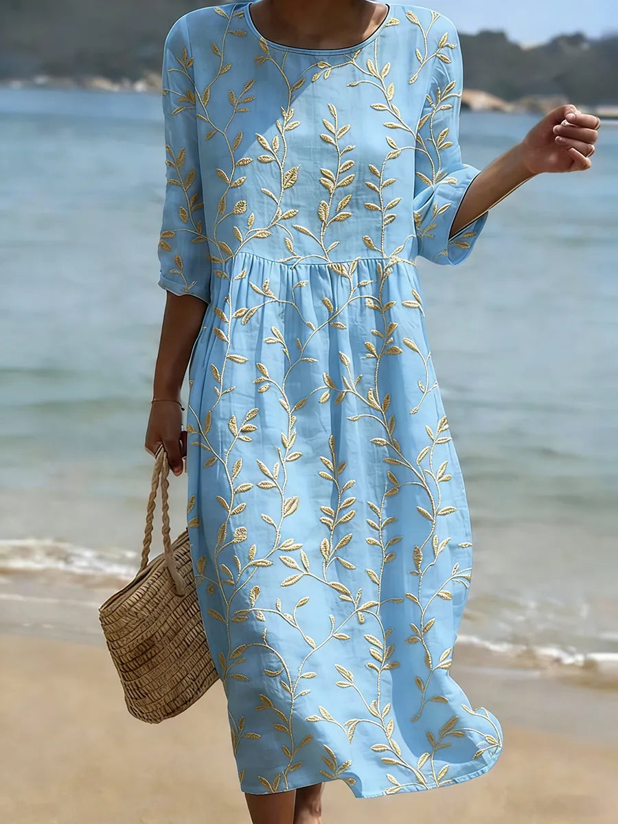 Vestido casual feminino com estampa floral