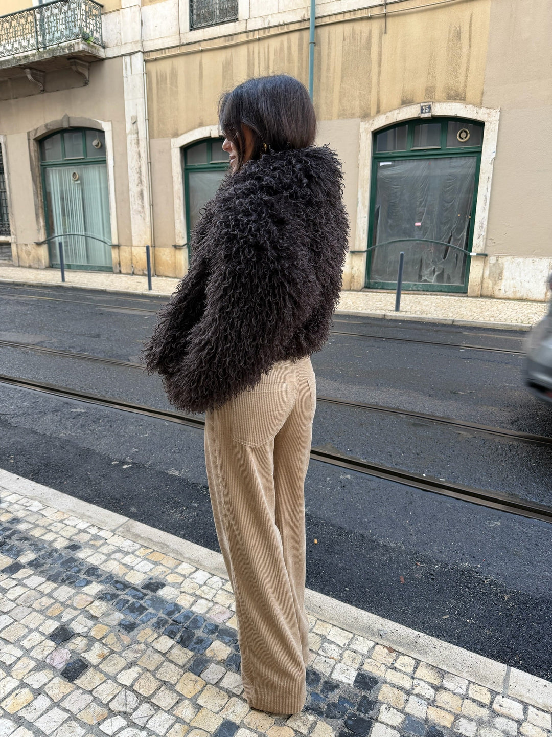 Calças de pana bege