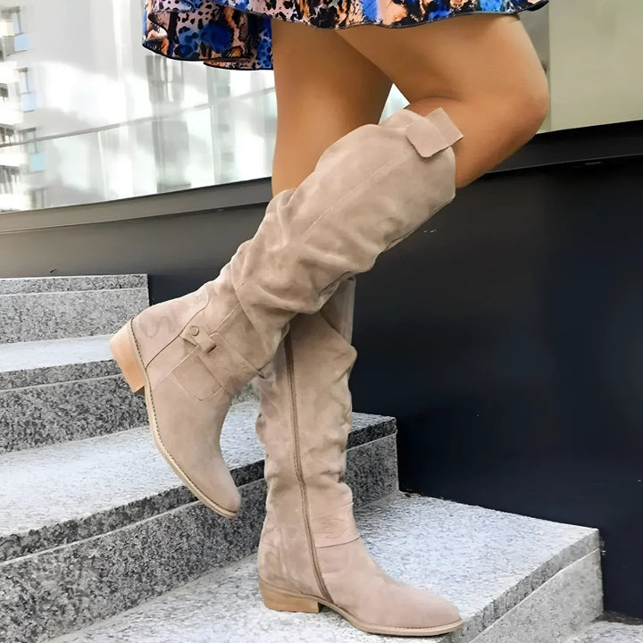 Kimara - Botas altas de couro com fecho de correr lateral