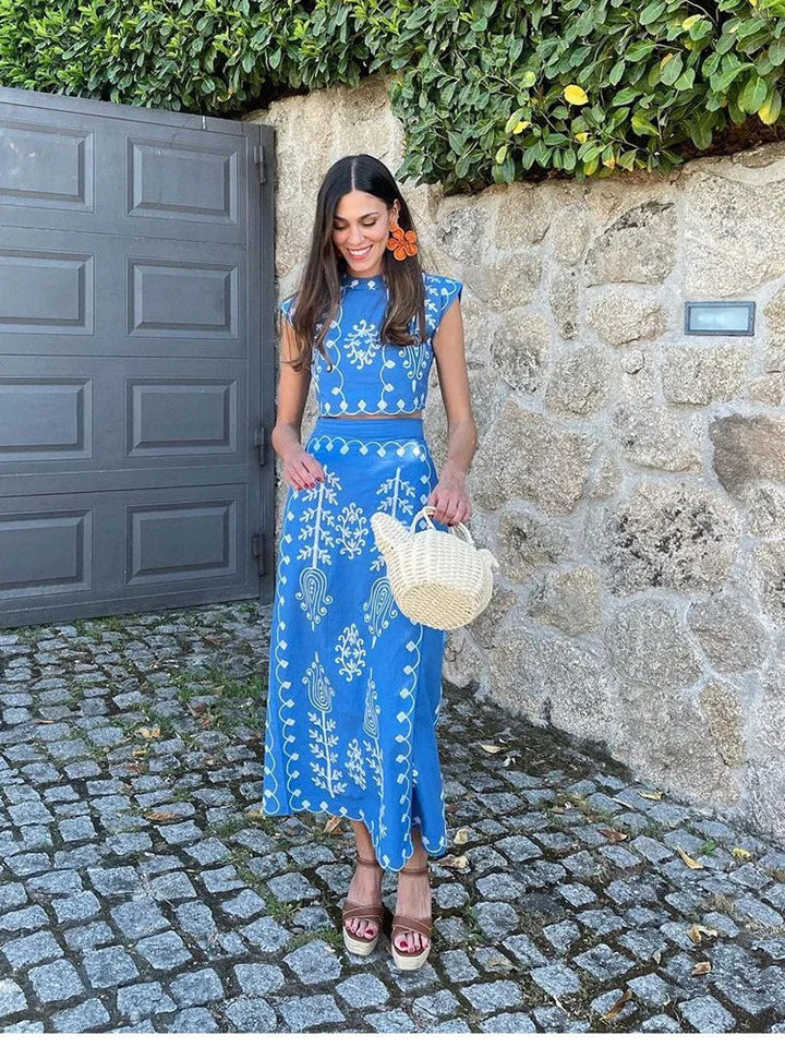Carla | Conjunto Estampado Top e Saia