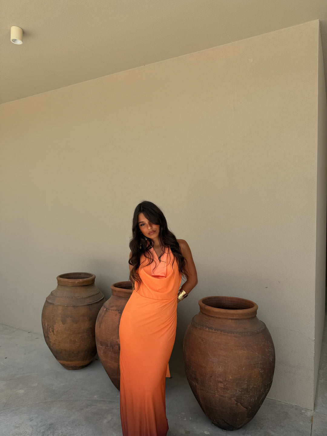 Joanna / Vestido laranja e preto