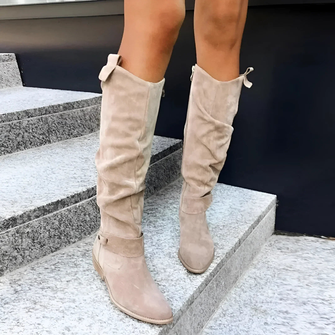 Kimara - Botas altas de couro com fecho de correr lateral