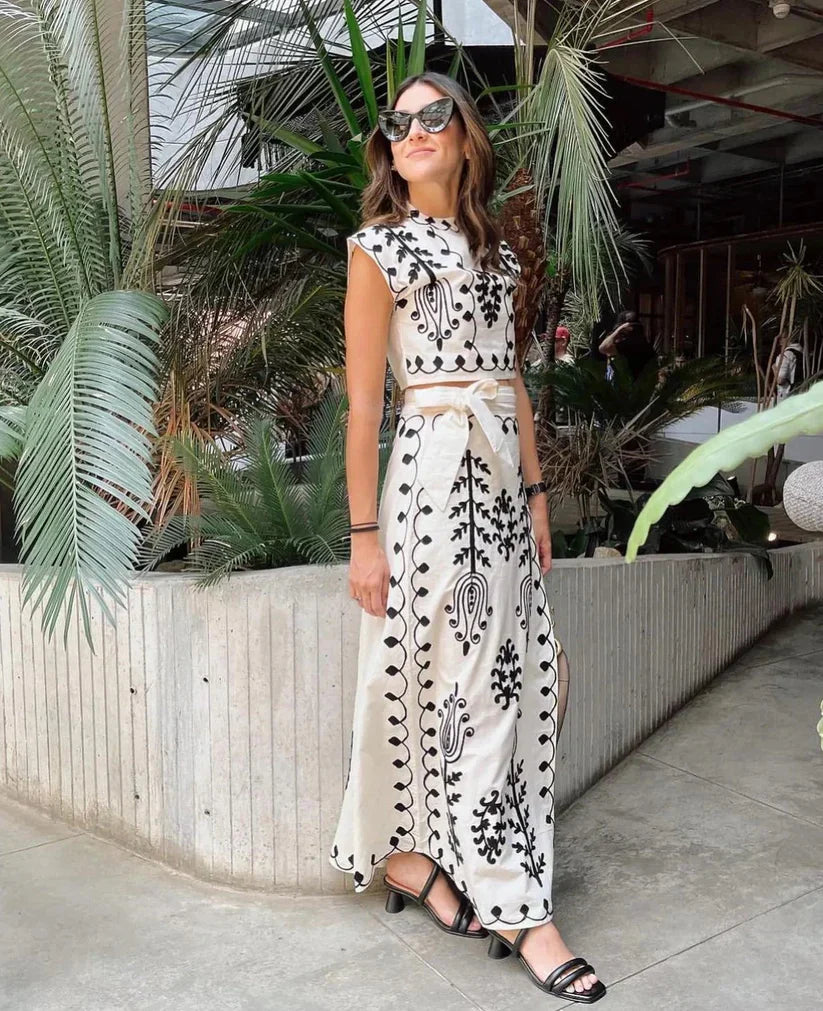 Carla | Conjunto Estampado Top e Saia