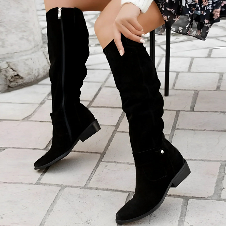 Kimara - Botas altas de couro com fecho de correr lateral