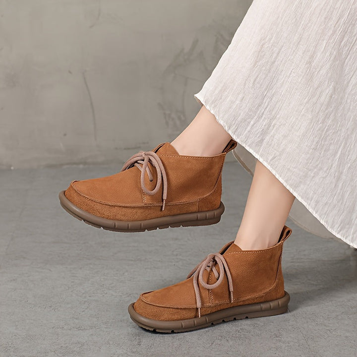 Lirinda - Botas de Tornozelo em Couro com Cadarços