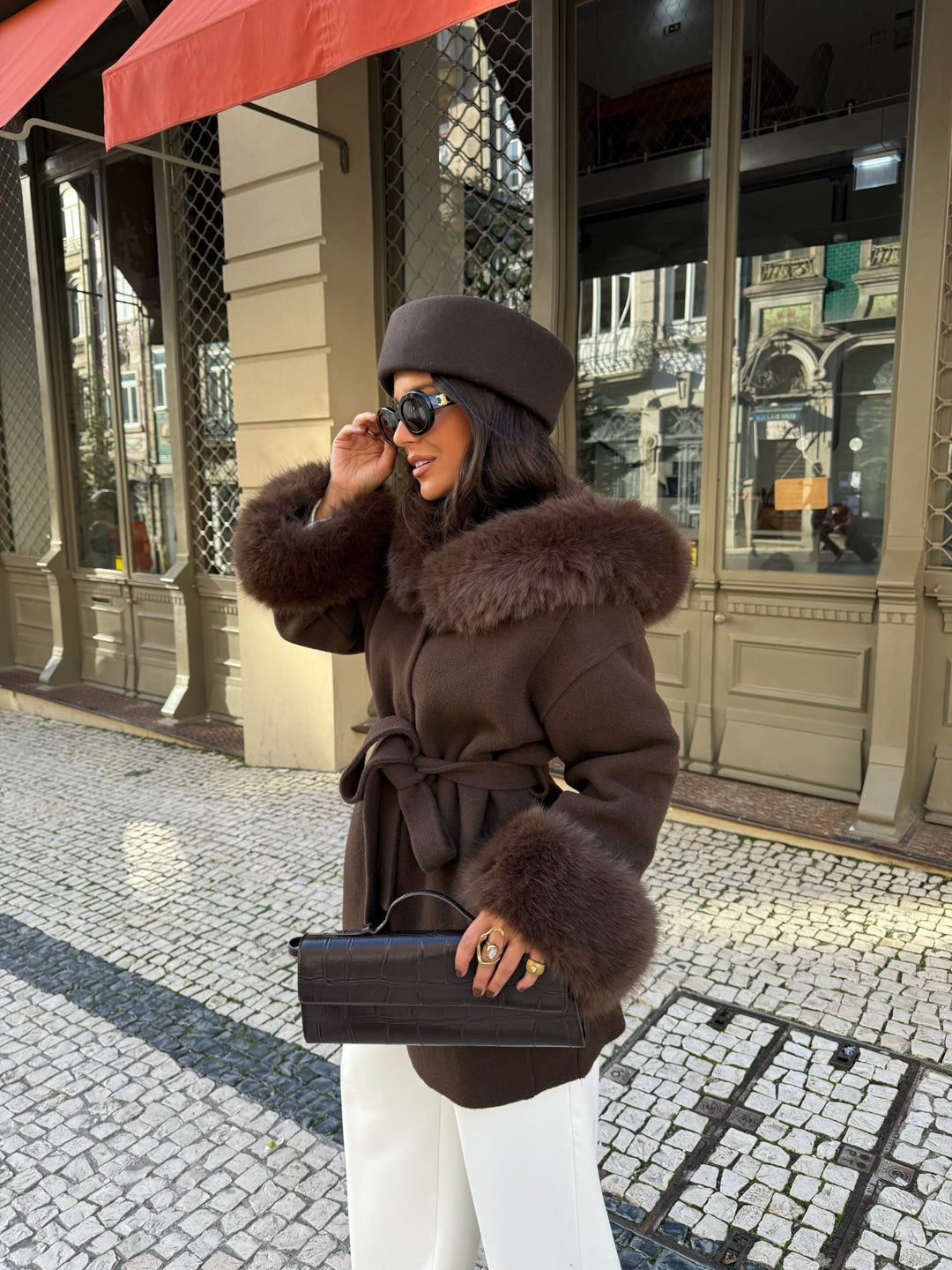 Casaco de pele Turim em castanho