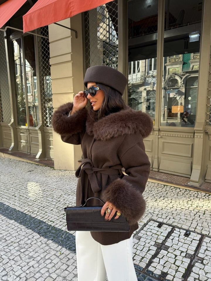 Casaco de pele Turim em castanho