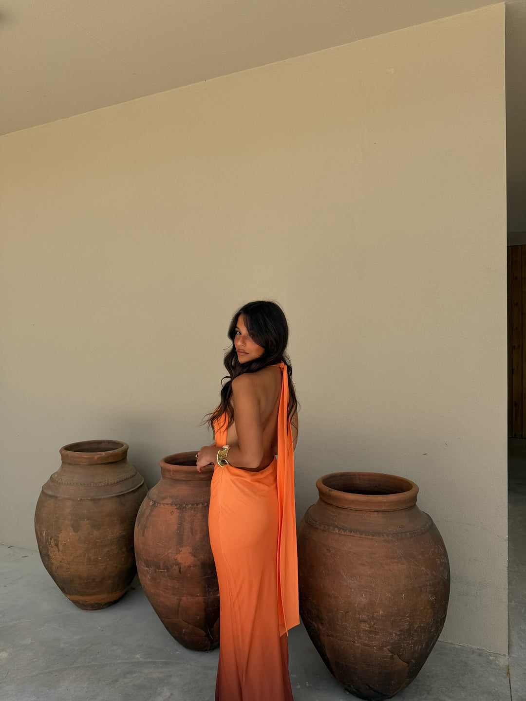 Joanna / Vestido laranja e preto