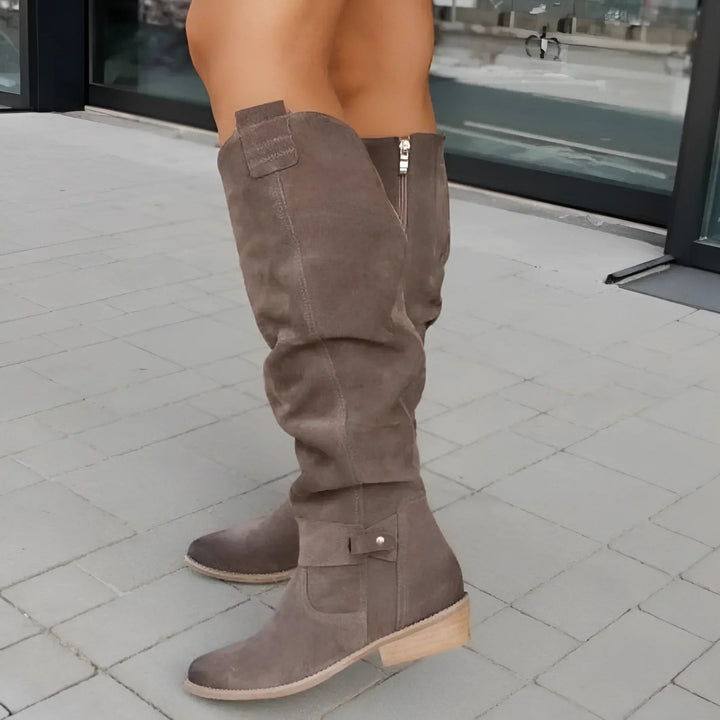 Kimara - Botas altas de couro com fecho de correr lateral