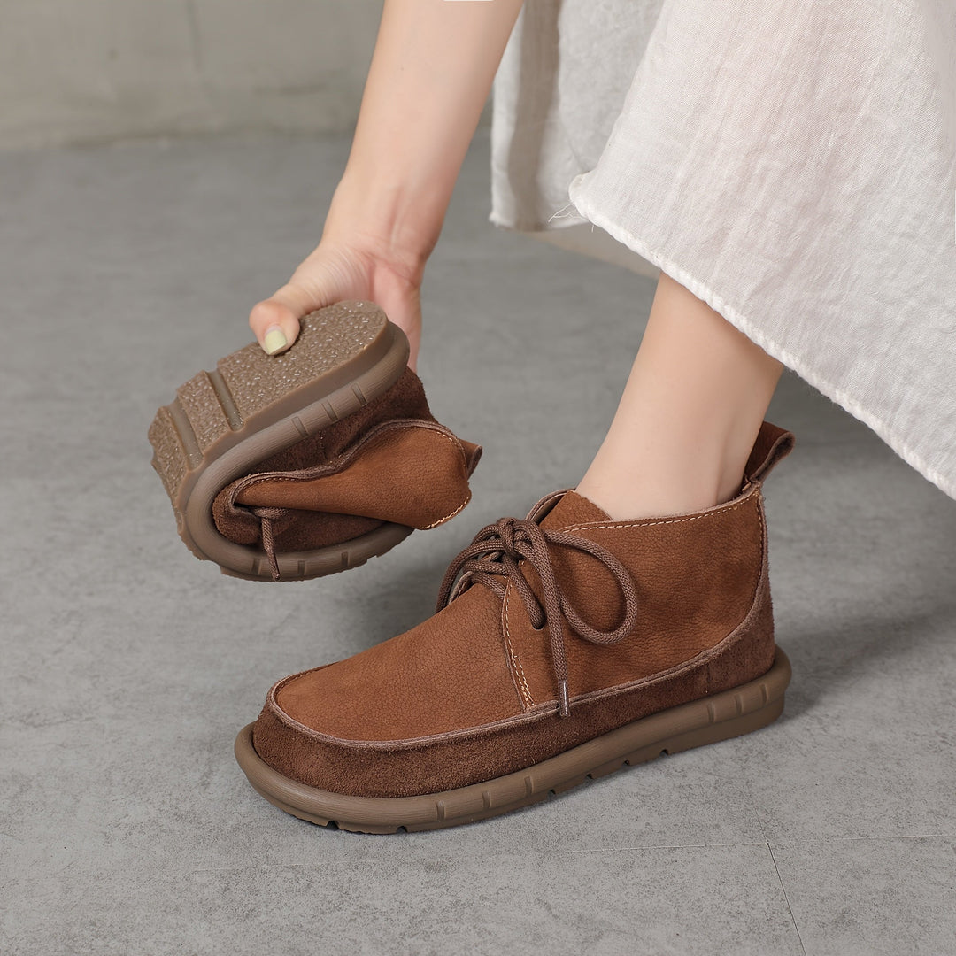 Lirinda - Botas de Tornozelo em Couro com Cadarços