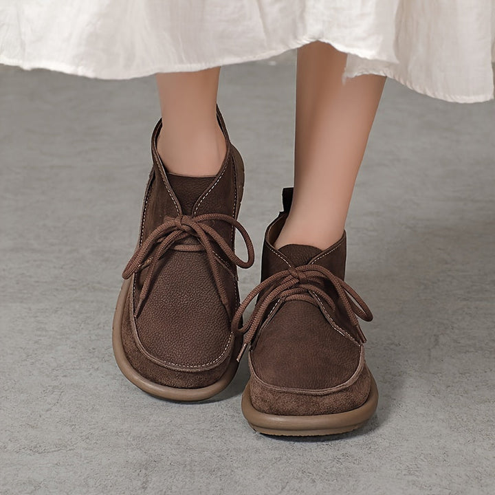 Lirinda - Botas de Tornozelo em Couro com Cadarços