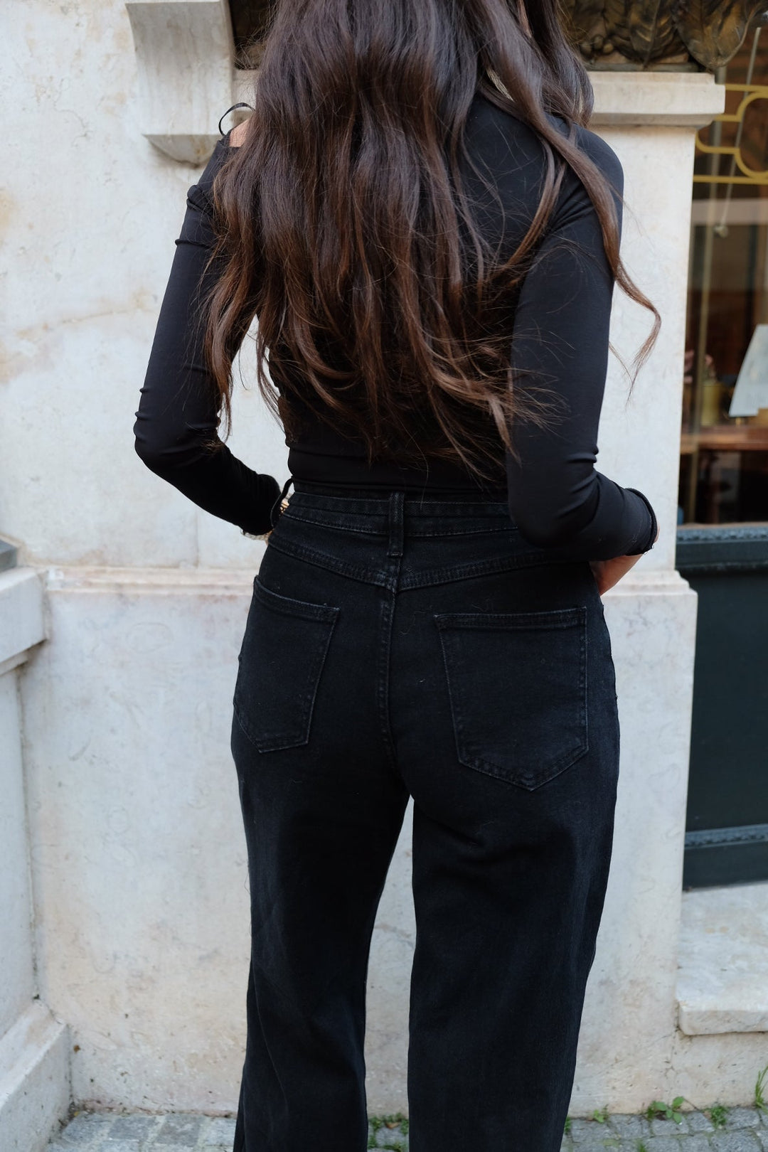 Jeans de corte reto cinza extra-escuro
