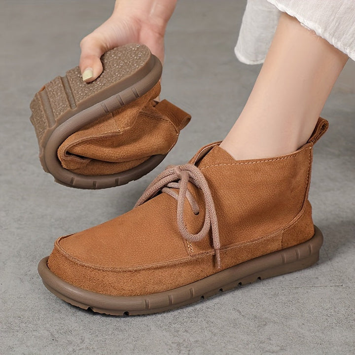 Lirinda - Botas de Tornozelo em Couro com Cadarços