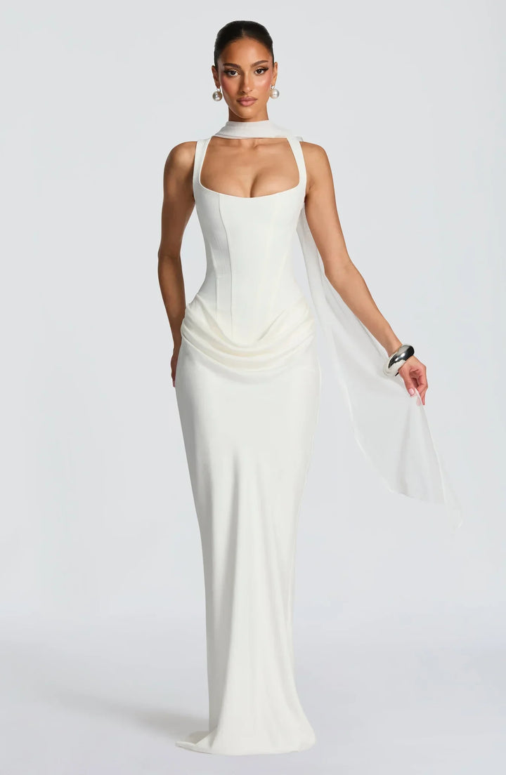 Leonor | Vestido maxi com decote quadrado