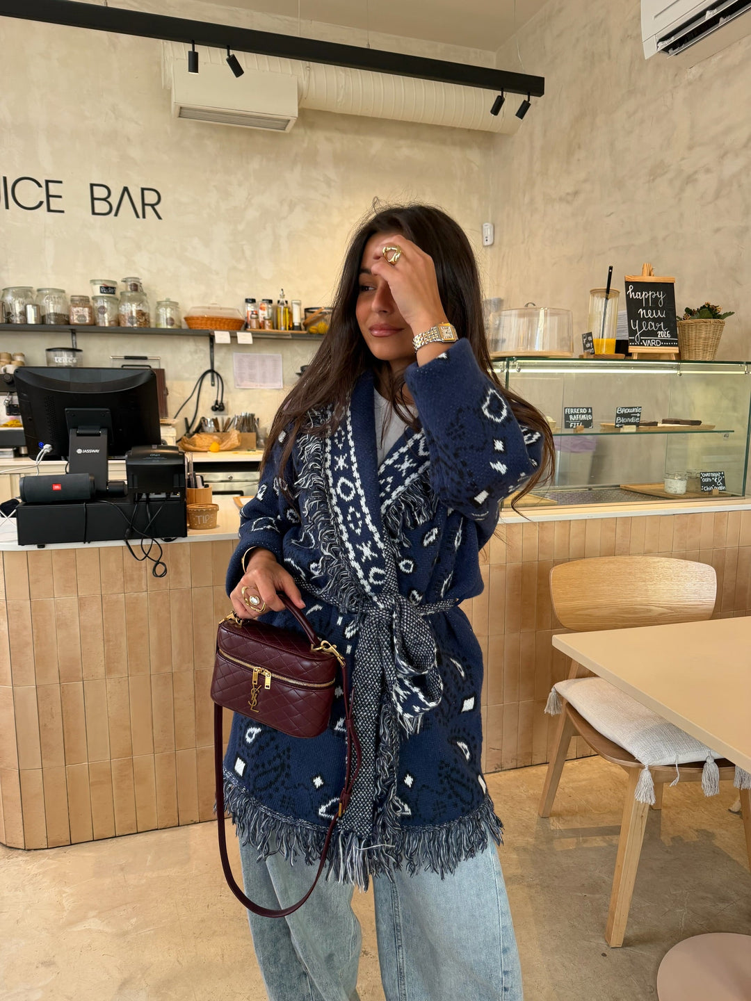 Casaco comprido Bandana em azul