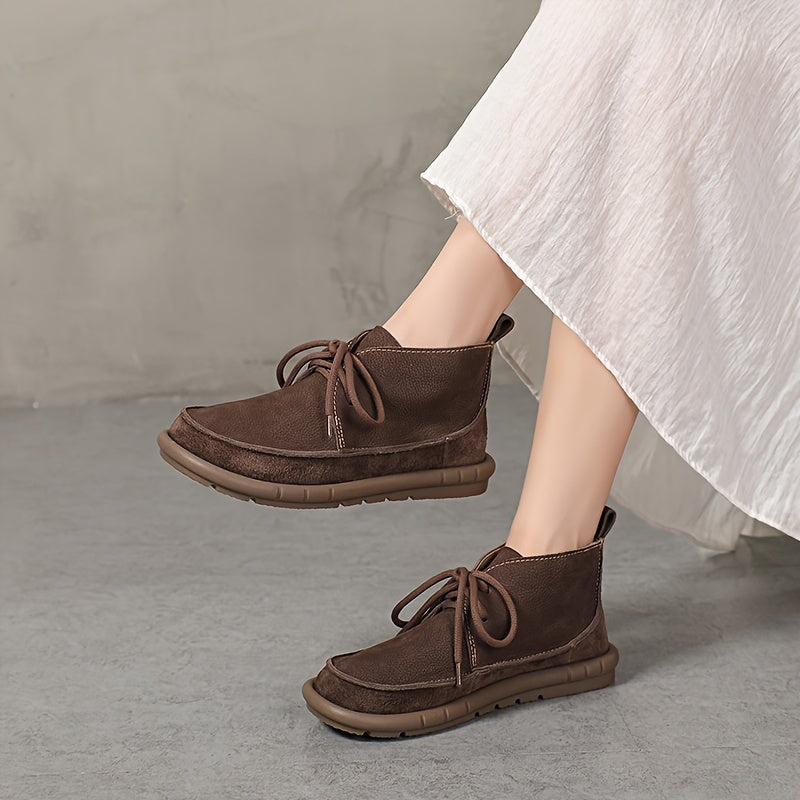 Lirinda - Botas de Tornozelo em Couro com Cadarços