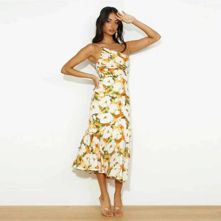 Senna | Vestido Assimétrico com Estampa Floral