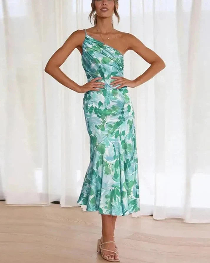 Senna | Vestido Assimétrico com Estampa Floral