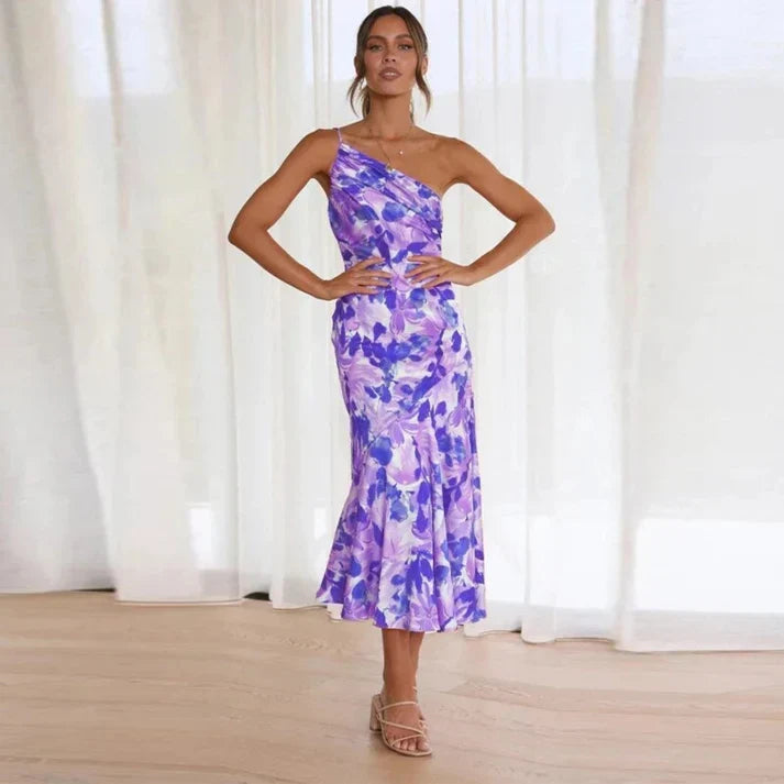 Senna | Vestido Assimétrico com Estampa Floral