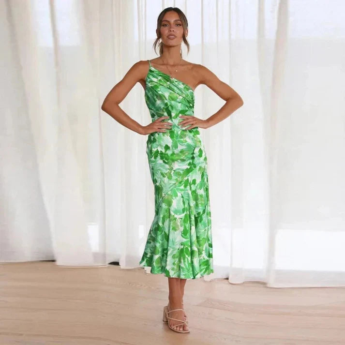 Senna | Vestido Assimétrico com Estampa Floral