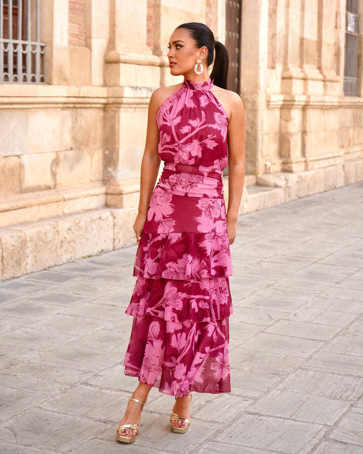 Vestido Carolina Rosa/Bordô