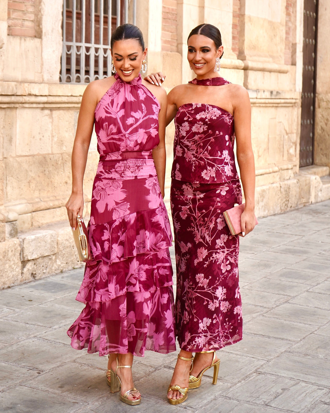Vestido Carolina Rosa/Bordô