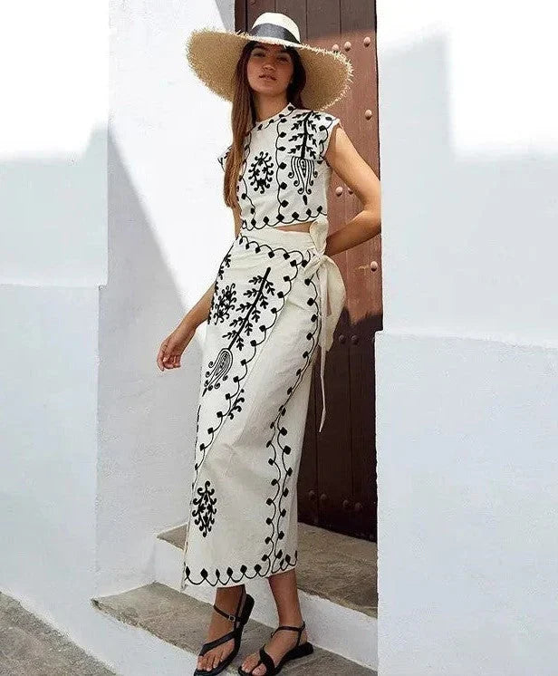 Carla | Conjunto Estampado Top e Saia
