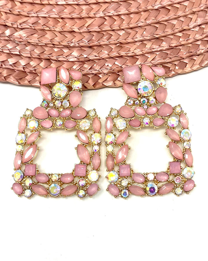 Brincos de rubi rosa