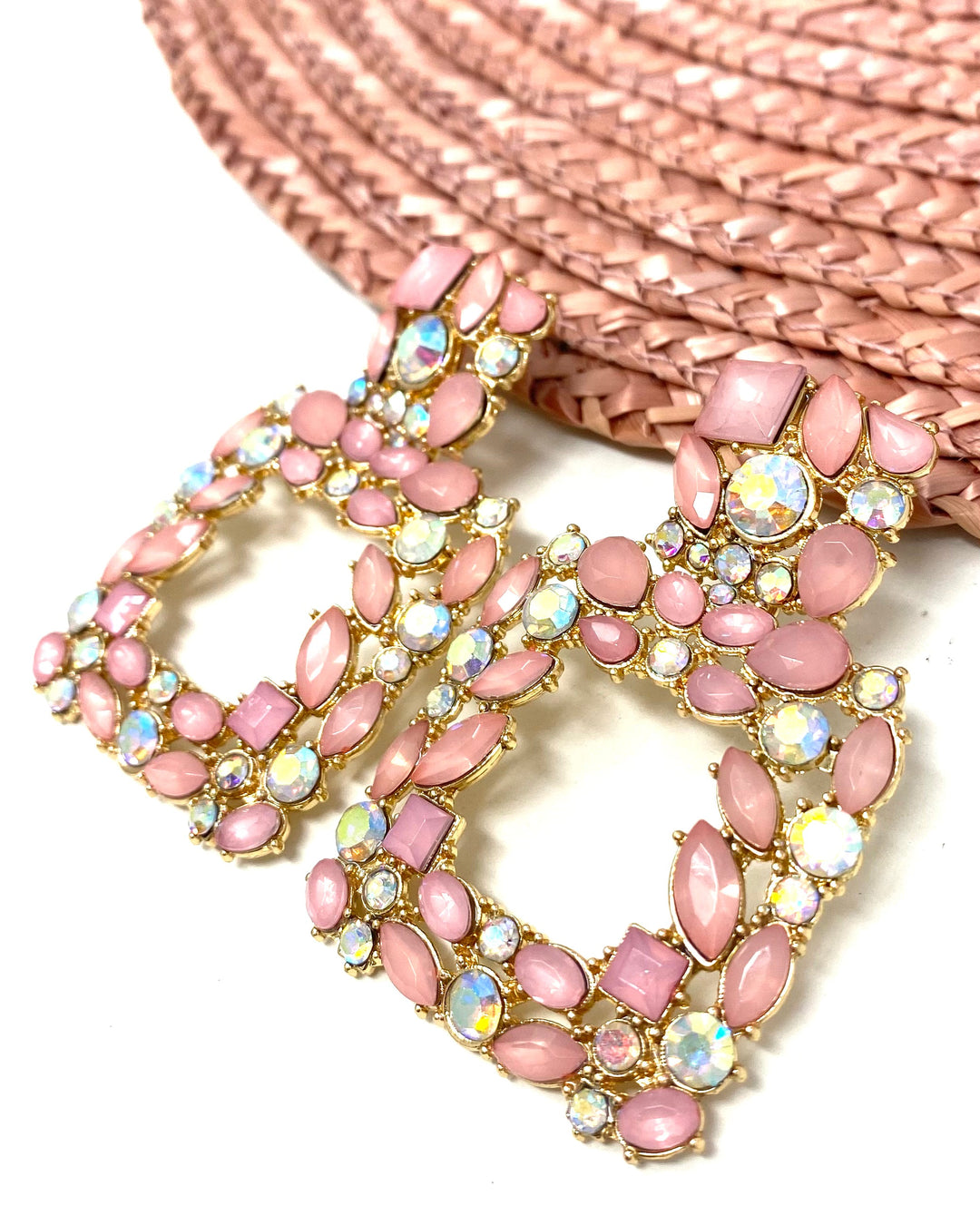 Brincos de rubi rosa