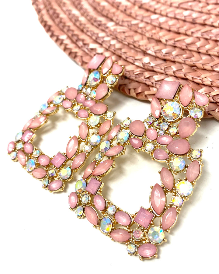 Brincos de rubi rosa