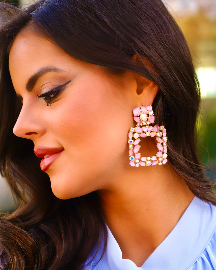 Brincos de rubi rosa