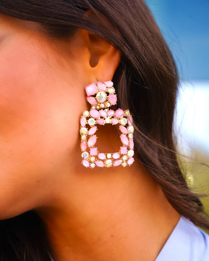 Brincos de rubi rosa