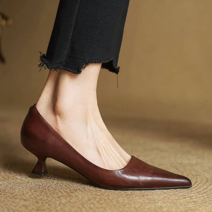 Marise - Sapatos de salto alto de bico fino em couro