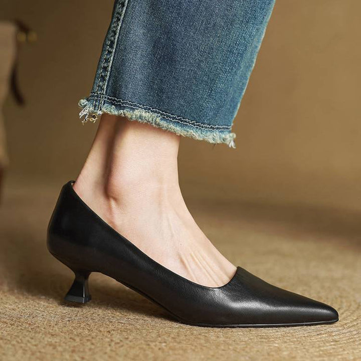 Marise - Sapatos de salto alto de bico fino em couro