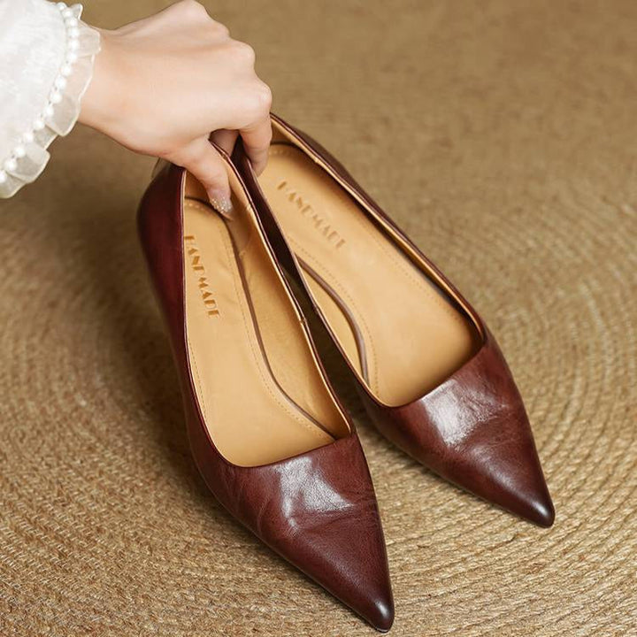 Marise - Sapatos de salto alto de bico fino em couro