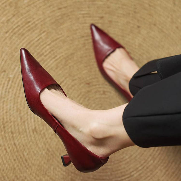 Marise - Sapatos de salto alto de bico fino em couro