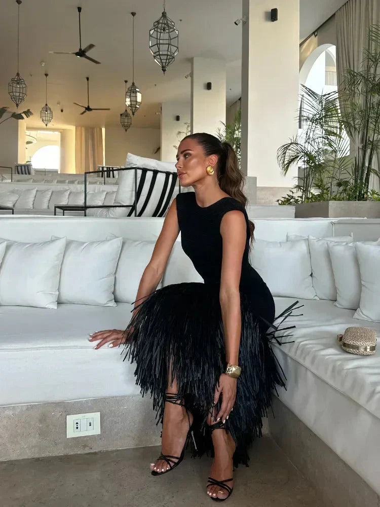 Ana | Vestido longo com franjas