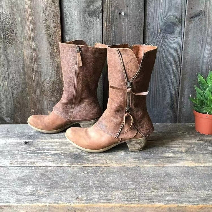 Lulia - Botins de couro com fecho lateral