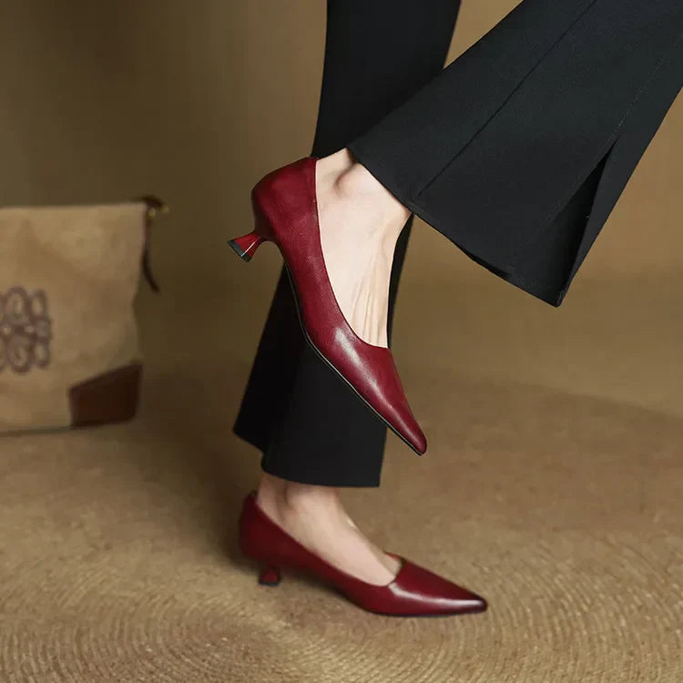 Marise - Sapatos de salto alto de bico fino em couro