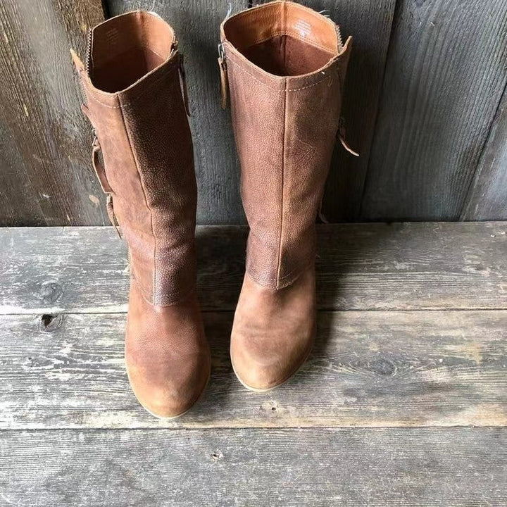 Lulia - Botins de couro com fecho lateral