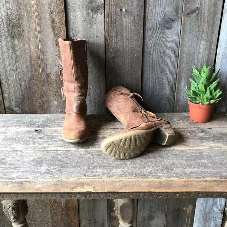 Lulia - Botins de couro com fecho lateral