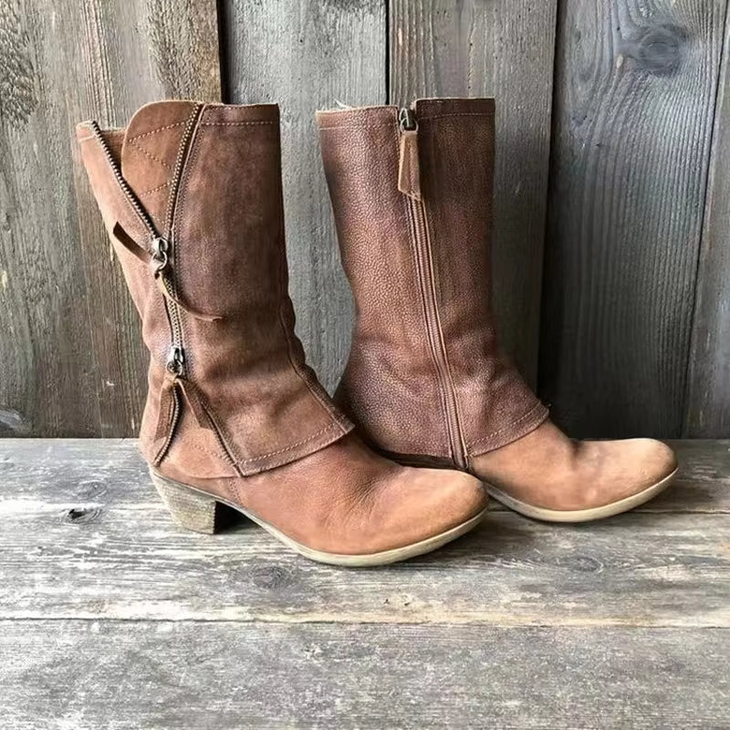 Lulia - Botins de couro com fecho lateral