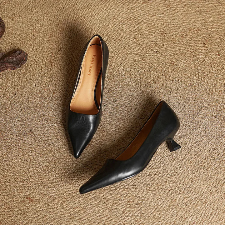 Marise - Sapatos de salto alto de bico fino em couro