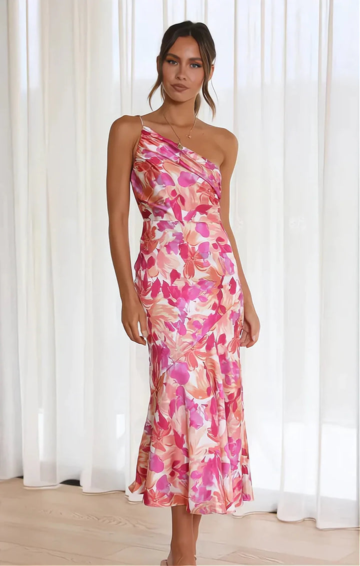 Senna | Vestido Assimétrico com Estampa Floral
